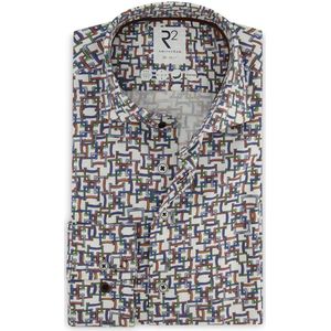R2 Overhemd Knitted Print Multicolour - Maat 40 - Heren - Overhemden Casual