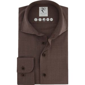 R2 Overhemd Wol Bruin - Maat 40 - Heren - Overhemden Formeel