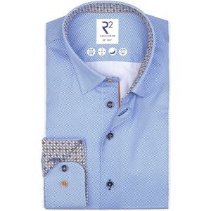 R2 Amsterdam - Overhemd - Print - Blauw - Modern-fit