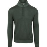 R2 - Half Zip Trui - Donkergroen - Merino Wol