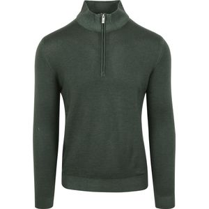 R2 - Half Zip Trui - Donkergroen - Merino Wol