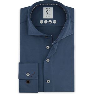 R2 Amsterdam - Overhemd - Blauw - Katoen/Polyester - Modern-fit