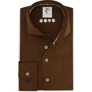 R2 - Overhemd - Bruin - Modern-Fit - Casual