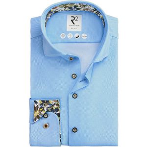 R2 Amsterdam - Overhemd - Lichtblauw - Katoen en Polyester - Modern-fit