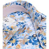 R2 Amsterdam - Overhemd - Blauw - Katoen/Polyester - Modern-Fit