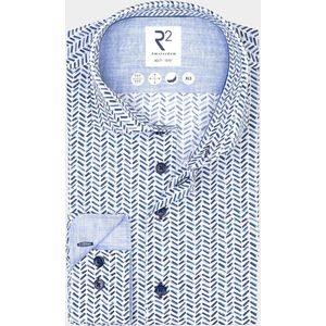 R2 Amsterdam - Overhemd - Blauw - Extra Lange Mouw - Accu Print