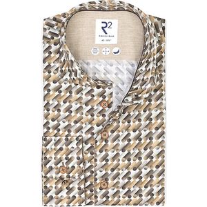 R2 - Casual Overhemd - Bruin - Katoen