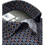 R2 - Overhemd - Donkerblauw - 100% Katoen - Slim Fit - Wide Spread Boord
