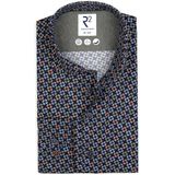 R2 - Overhemd - Donkerblauw - 100% Katoen - Slim Fit - Wide Spread Boord