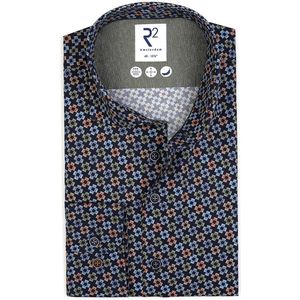 R2 - Overhemd - Donkerblauw - 100% Katoen - Slim Fit - Wide Spread Boord