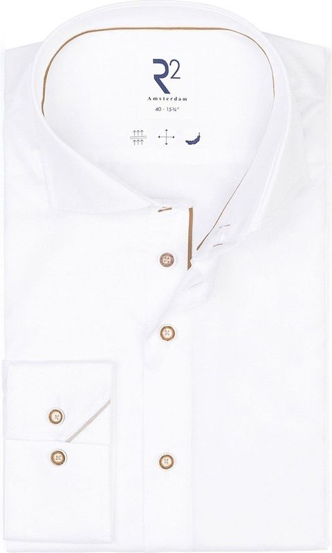 R2 - Overhemd - Wit - 100% Organisch Katoen - Modern-Fit