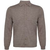 R2 Amsterdam - Knitted Pull Shirt - Taupe - Heren - Overhemden Casual