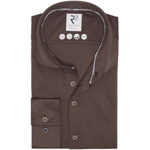 R2 - Overhemd Dobby Knitted - Bruin - Heren - Formeel