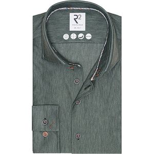 R2 Amsterdam - Overhemd - Groen - Katoen en Polyester