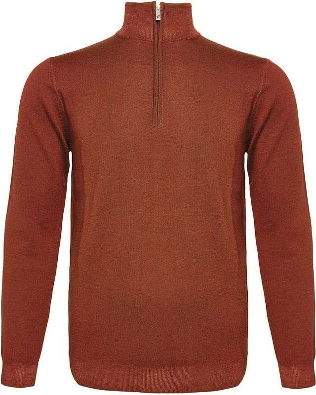 R2 Half Zip Trui Merinowol Brique - Maat L - Heren