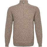 R2 Half Zip Heavyknit Trui Merinowol Lichtbruin - Maat M - Heren