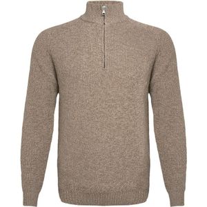 R2 Half Zip Heavyknit Trui Merinowol Lichtbruin - Maat M - Heren