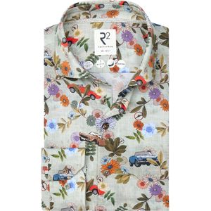 R2 Amsterdam - Jersey Shirt - Lichtgroen - Lange Mouw - Modern Kent Kraag