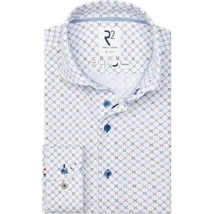 R2 - Overhemd - Wit met Print - Katoen en Polyester