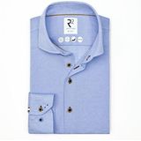 R2 - Gebreid Overhemd - Lichtblauw - 45% Polyester 44% Katoen 11% Linnen