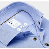 R2 - Gebreid Overhemd - Lichtblauw - 45% Polyester 44% Katoen 11% Linnen