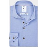 R2 - Gebreid Overhemd - Lichtblauw - 45% Polyester 44% Katoen 11% Linnen