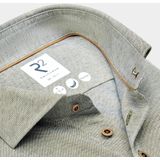 R2 Amsterdam Casual Hemd Lange Mouw - Groen Linen/Katoen