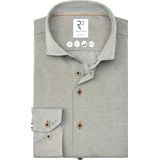 R2 Amsterdam Casual Hemd Lange Mouw - Groen Linen/Katoen