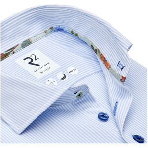 R2 Amsterdam - Casual Overhemd - Blauw - 53% Polyester 47% Katoen