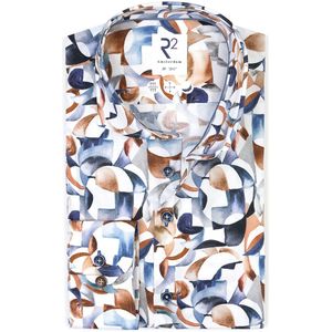 R2 Amsterdam Overhemd - Modern Fit - Blauw Dessin