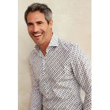 R2 - Overhemd - Wit Blauw Bruin Geprint - Katoen