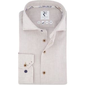 R2 Amsterdam Overhemd - Beige - Effen - Extra Lange Mouw