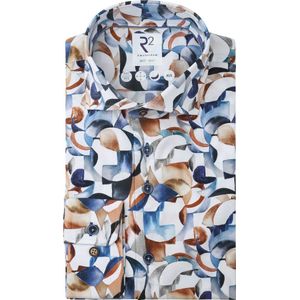 R2 - Overhemd - Blauw - Extra Lange Mouwen - Multicolor - Modern-fit
