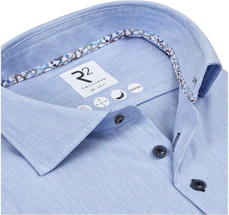 R2 Amsterdam - Overhemd - Blauw - Lange Mouw - Effen
