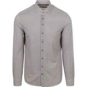 R2 - Overhemd - Bruin Blauw - Retro Print - Heren - Formeel