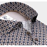 R2 Amsterdam Heren overhemd lange mouw blauw (Maat: 37)