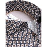 R2 Amsterdam Heren overhemd lange mouw blauw (Maat: 37)