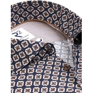 R2 Amsterdam Heren overhemd lange mouw blauw (Maat: 37)