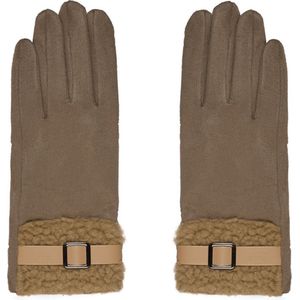 Handschoenen teddy detail - bruin - winter handschoenen - warme handschoenen - fashion handschoenen