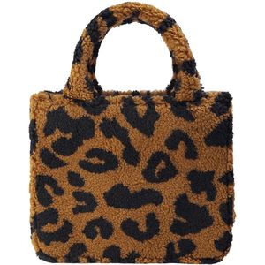 Handtas teddy dierenprint - tas - dames - luipaard print - bruin zwart