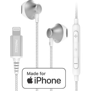 Phreeze Lightning Oortjes met Draad - Apple MFI Gecertificeerd - Gevlochten Kabel - Pure Bass - Crystal Clear Microphone - Geschikt voor iPhone - Oordopjes Bedraad