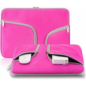 Laptop Sleeve met Rits - 13 inch t/m 14 inch - Laptoptas - Laptophoes - Laptopsleeve - Tablethoes - Roze