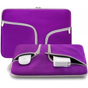 Laptop Sleeve met Rits - 13 inch t/m 14 inch - Laptoptas - Laptophoes - Laptopsleeve - Tablethoes - Paars