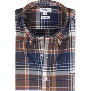 McGregor Overhemd Ruit Beige Blauw - Maat S - Heren