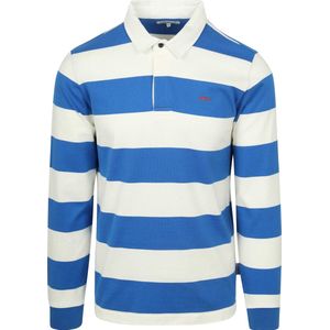 McGregor Rugbyshirt Streep Wit Blauw - Maat L - Heren - Rugby Poloshirts