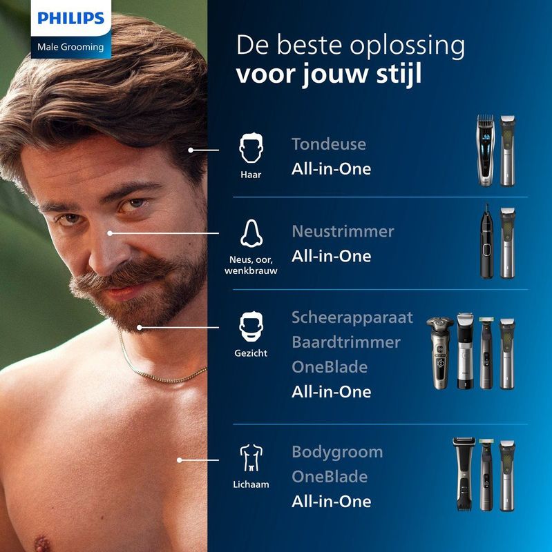 Philips - All-in-One Series 5000 - Multigroom - Lichtgrijs - 11-in-1 Styling