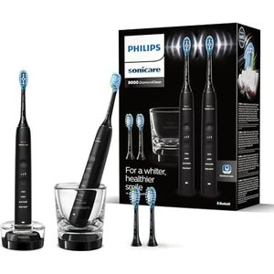 Philips Sonicare DiamondClean Series 9000 - Verpakking van twee sonische elektrische tandenborstels - Schonere tanden en tandvlees, met mobiele app, in zwart (model HX9914/63)
