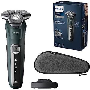 Philips Wet & Dry Elektrisch scheerapparaat voor heren S5000 met geïntegreerde intrekbare trimmer, oplaadstation en reiskoffer (model S5884/35)