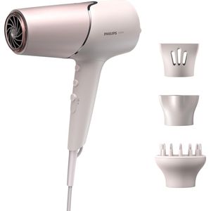 Philips Haardroger serie 5000 met ThermoShield-technologie, volumediffuser en 9 mm en 11 mm mondstuk in perzik/parelmoer (model BHD530/20)