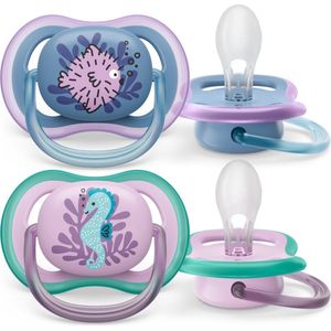 Philips Avent Ultra Air Fopspeen - 6 tot 18 Maanden - 2 Speentjes - Blauw/Roze Vis/Zeepaard - SCF085/61